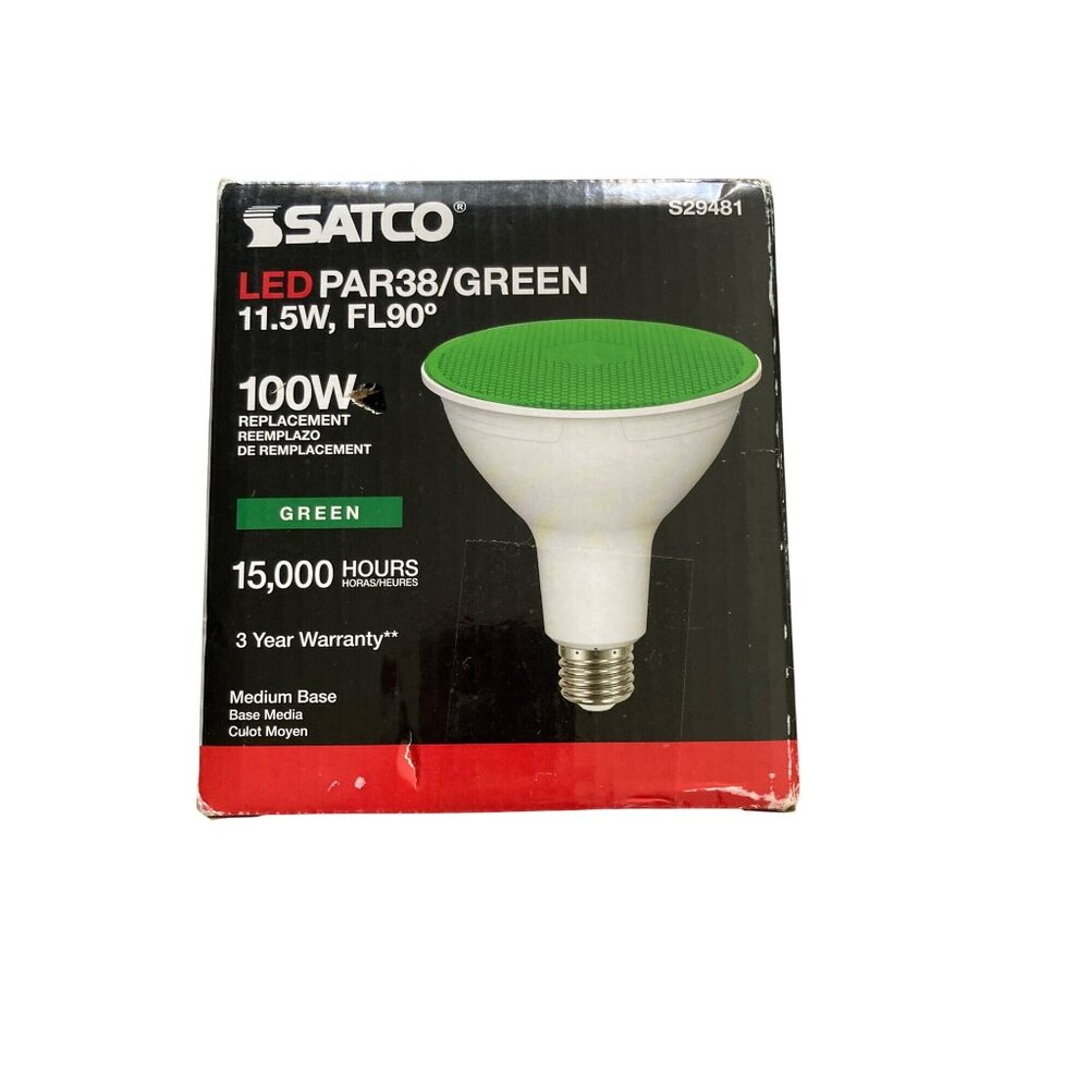 Satco Ledpar 38 Green11.5W FL 90 100 W Medium base